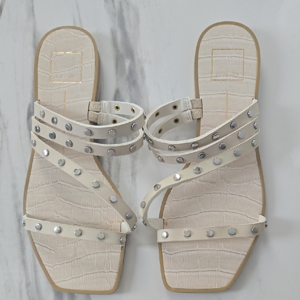 Studded White Sandals